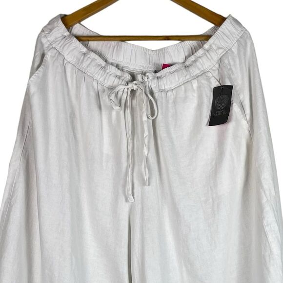 Vince Camuto Asymmetric Wide Leg Linen Blend Pants in Ultra White Size XL NEW - Picture 3 of 10